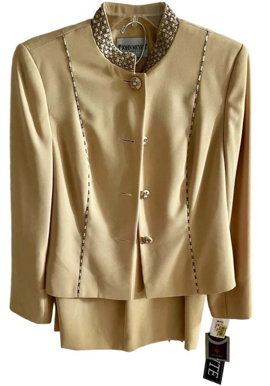 John Meyer of Norwich Women's Embellished Collar Blazer and Matching Trousers Su